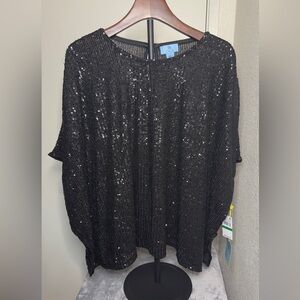 CeCe Black Sequin Tunic Top